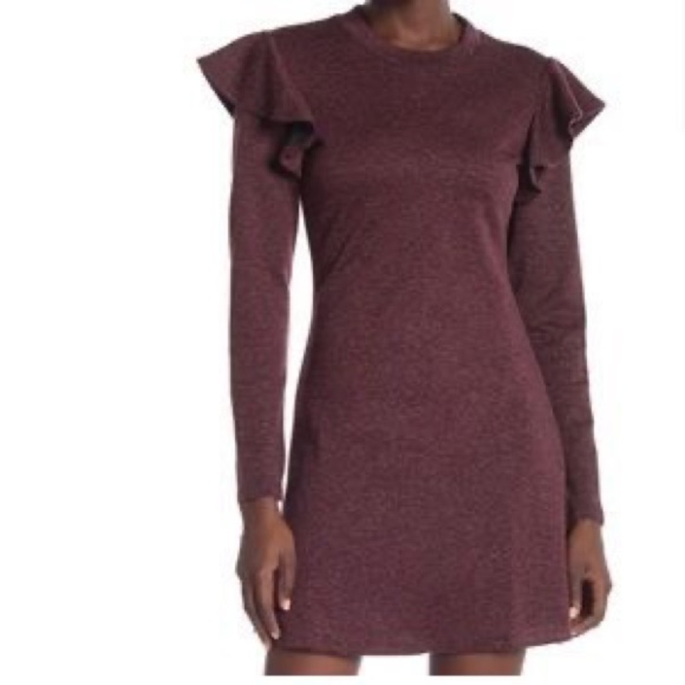 Free Generation Los Angeles Burgundy Ruffle Mini Dress Sz M